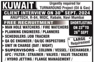 Kuwait (Oil & Gas) Urgently Required for Turnaround Project