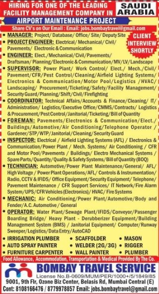 Job Openings for Saudi Arabia Airport Maintenance Project – Apply Now!