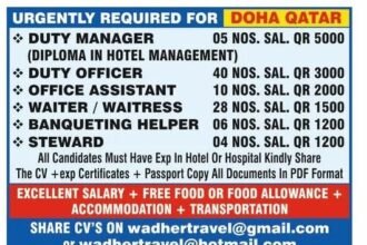 Urgent Recruitment for Doha, Qatar: Hospitality Roles