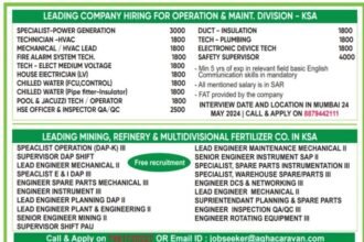 Saudi Arabia Vacancy For Mining, Refinery & Multidivisional Fertilizer & O&M Co.