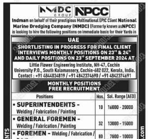 Job Openings for Marine Dredging and Fabrication Yards in the UAE