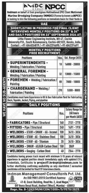 Job Openings for Marine Dredging and Fabrication Yards in the UAE