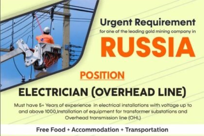 Urgent Recruitment for Electrician (Overhead Line) in Russia